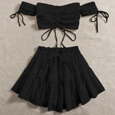 Women’s Black Two Piece Top & Skirt Set Never Worn And In Excellent Condition! Rok Mini, Rock Outfit, Cute Dress Outfits, Shein Outfits, Cute Lazy Outfits, Lazy Outfits, Top Skirt Set, Cute Preppy Outfits, Trendy Summer Outfits