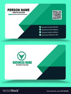 two business card templates with green and black stripes on the bottom, one is for a