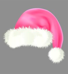 a pink santa hat with white fur on it