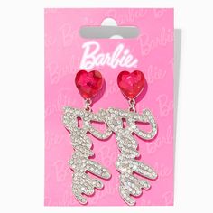 Description New In Box Show Off Your Love For All Things Barbie With These Drop Earrings. The Silver-Tone Design Reads "Barbie" With A Hot Pink Faux Gem Stud Base. Earrings By Barbie Drop: 2.5 In. / 6.35 Cm. Finish: Silver-Tone Closure: Post Back Swarovski Hello Kitty, Barbie Jewelry, 3d Printed Earrings, Barbie Shoes, Bling Earrings, Barbie Birthday, Barbie Party, Mini Hoop Earrings, Barbie Accessories