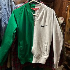 Hard To Find Green And White Nike Zip Up! New! Never Worn! Flawless! Vintage Nike Hoodie Green, Nike Sweatshirts Vintage Green, Nike Zip Up, Nike Green, White Nike, Nike Shirts, Vintage Nike, White Nikes, Green And White