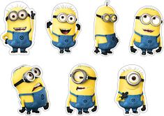 a bunch of minion stickers with different expressions