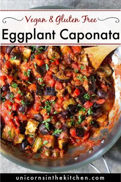 vegan and gluen free eggplant caponata in a pan