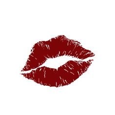 a red lipstick kiss drawn on a white background