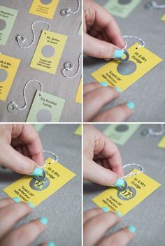 the process of making an ornament for a business card