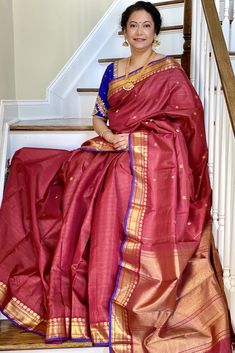 Vaira Oosi kanjivaram saree Kanjivaram Saree, Kanjivaram Silk Saree, Dark Maroon, Silk Cotton Sarees, Kanjivaram Sarees, Body Colour, Blouse Length, Floral Motifs, Handloom Saree