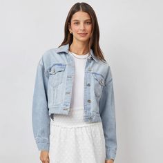 Rails Crop Denim Jacket New With Tags! Size Small 100% Cotton Made In Turkey Similar Styles Include Faherty, Maje, Sandro, All Saints, Marine Layer, Mother Denim, Vince, Revolve, Madewell, Reformation, Agolde, French Connection, Velvet, Paige, Rebecca Taylor. Raw Denim Jacket, Trucker Jacket Women, Lightweight Denim Jacket, Crop Denim Jacket, Vintage Wash Jeans, Cream Jacket, Leopard Print Jacket, Marine Layer, Distressed Denim Jacket