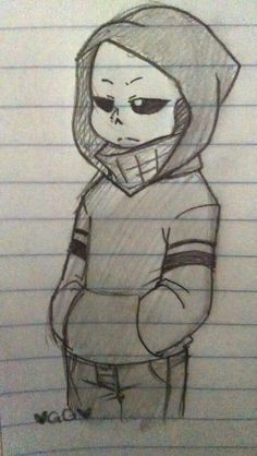 a drawing of a person in a hoodie