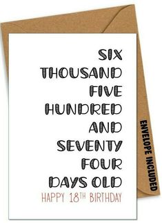 a birthday card with the words eighteen thousand thousand hundred hundred and sixty three days old