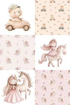 Baby Pattern Illustration, Tessuti Patterns, Bee Crafts For Kids, Unicorn Clipart, Graphic Png, Unicorns Clipart, Floral Wallpaper Iphone, Watercolor Nursery, Pattern Watercolor