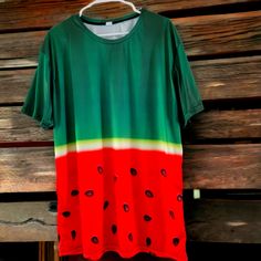 Watermelon Print Women's Tshirt, New, Never Worn. Tag Reads 5xl, Wears Like A 2xl. Casual Red T-shirt For Vacation, Red Sublimation Print Top For Summer, Red Crew Neck T-shirt For Vacation, Red Fruit Print Tops For Summer, Casual Watermelon T-shirt With Graphic Print, Red Short Sleeve T-shirt With Fruit Print, Casual Watermelon Colored Short Sleeve Top, Casual Watermelon Short Sleeve Top, Pink Short Sleeve T-shirt