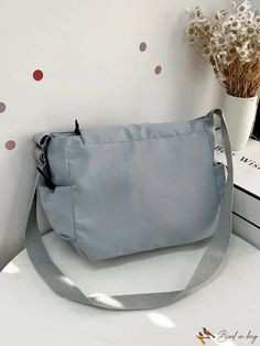 BirdinBag - Square Bag with Patch Detail and Decorative Release Buckle Bag Bag, Square Bag, Dusty Blue, Messenger Bag, Crossbody Bags, Size Chart, Buckle, Product Description, Size Medium