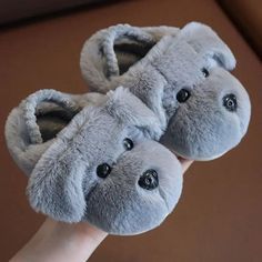 Grey / 14-15(insole 13.5cm) Baby Slippers Playful Winter Slip-on Slippers, Playful Non-slip Closed Toe Slippers, Playful Non-slip Slippers With Round Toe, Cute Non-slip Slip-on Slippers, Cute Non-slip Closed Toe Slippers, Playful Non-slip Round Toe Slippers, Comfortable Non-slip Slippers For Home, Cute Winter Slippers With Soft Sole, Playful Slippers With Soft Sole And Round Toe