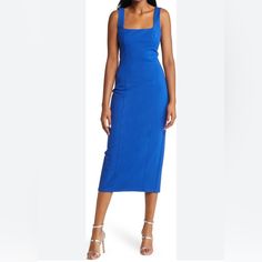 Elliatt Addilyn Royal Blue Square Neck Midi Dress Size Xs Nwt 14 Inches Pit To Pit 12 Inch Waist 47 Inches Long Blue Midi Dress With Straight Neckline For Date Night, Blue Dress With Straight Neckline For Spring, Chic Blue Square Neck Bodycon Dress, Chic Blue Bodycon Dress With Square Neck, Formal Blue Square Neck Dress, Elegant Blue Bodycon Dress With Square Neck, Blue Square Neck Evening Dress, Chic Blue Midi Dress With Straight Neckline, Blue Square Neck Formal Dress