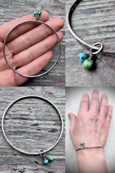 Handcrafted artisan gemstone and sterling silver jewelry by metalsmith Katherine Wise. For more information and a behind-the-scenes look, visit Wise Handmade Jewelry. wisehandmade.com | wisehandmadejewelry.etsy.com Artisan Green Bangle Jewelry, Handmade Turquoise Sterling Silver Bangle Bracelet, Handmade Turquoise Sterling Silver Bangle, Handmade Green Sterling Silver Bangle, Turquoise Bangle For Everyday Wear, Handmade Bohemian Green Sterling Silver Bracelet, Handmade Green Bohemian Sterling Silver Bracelet, Everyday Turquoise Bangle Jewelry, Bohemian Handmade Green Sterling Silver Bracelet