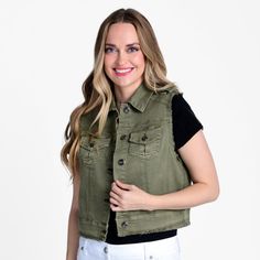 This Indigo Thread utility denim vest combines style with functionality, offering a trendy look while providing extra storage space for essentials. A versatile layering piece, this vest can be easily worn over various outfits, making it a convenient clothing piece that can be styled in different ways for any occasion. The addition of epaulettes and multiple pockets not only enhances the aesthetic appeal of the vest but also adds a touch of utility-inspired style that is currently trendy. Spring Utility Vest With Pockets, Casual Washed Denim Vest For Work, Casual Spring Denim Vest Jacket, Casual Denim Vest For Fall, Trendy Everyday Fall Vest, Spring Utility Denim Sleeveless Vest, Spring Utility Sleeveless Denim Vest, Fall Layering Denim Vest In Cotton, Fall Layering Denim Cotton Vest