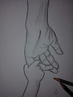 a pencil drawing of a hand holding another hand