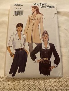 Vogue 8912,  Misses' Blouse and Tunic, Size 12-14-16 Very Easy Sewing Pattern FF  | eBay Chelsea Collar, Tunic Sewing Patterns, Vogue Sewing, Vogue Sewing Patterns, Vogue Pattern, Tunic Pattern, Miss Dress, Sewing Pattern Sizes