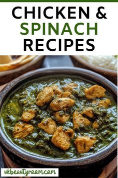 chicken and spinach recipe in a bowl with text overlay that reads, how to cook