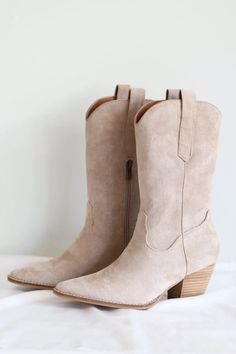 Taupe suede western bootie. Comfortable and chic, dress them up or down! Shaft Height: 8.5"Heel Height: 2.5" White Jumpsuit Dress, Wedding Guest Style, Western Booties, Bridal Event, Western Boot, Denim Accessories, Outerwear Vest, Sweater Dress Midi, Resort Collection