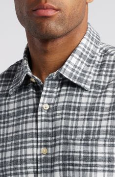 A timeless pattern brings rugged appeal to this lightweight organic-cotton shirt finished with an easy button-up front. 29" length; 45" chest (size Medium) Front button closure Spread collar Long sleeves with button cuffs Chest patch pocket 100% organic cotton Machine wash, tumble dry Imported Relaxed Fit Cotton Flannel Shirt With Snap Buttons, Everyday Cotton Flannel Collared Shirt, Everyday Cotton Collared Flannel Shirt, Classic Cotton Flannel Shirt With Snap Buttons, Casual Cotton Flannel Shirt With Snap Buttons, Cotton Flannel Shirt With Button Closure And Relaxed Fit, Relaxed Fit Cotton Flannel Shirt With Button Closure, Classic Relaxed Fit Flannel Shirt With Placket, Classic Collared Flannel Shirt For Everyday