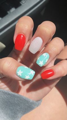 Patriotic Nails Design, Western Nails, Country Nails, Fourth Of July Nails, 4th Of July Nails, July Nails, Nails For Kids, Summer Acrylic Nails