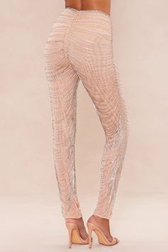 Available In Nude. High Waisted Pant Draped Embellishments Skinny Leg Hidden Back Zipper Mesh Lined Stretch Shell: 85% Polyester 15% Spandex Imported | Zariah Embellished Pant in Nude size Medium by Fashion Nova Jeans Jumpsuit, Matching Dresses, High Waisted Pants, Clothes For Sale, Dresses For Sale, Fashion Nova, Jumpsuit Romper, Embellishments, Active Wear