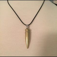 Nwot, Bullet Necklace With 19” Faux Leather Rope Chain. Bullet Is Alloy Material And 1 1/2” Long. Tma Entities, Bullet Necklace, House Items, Necklace Art, Mens Accessories Jewelry, Rope Chain, Men Necklace, Faux Leather, Mens Accessories