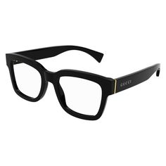 Introducing the Gucci GG1138O 001 Black 52mm eyeglasses, a stunning and luxurious addition to your eyewear collection. These iconic Gucci frames feature a classic square shape and a sleek black acetate frame that exudes elegance and sophistication. The clear demo lenses add a touch of contemporary style to these timeless eyeglasses, making them perfect for everyday wear or special occasions. The 52mm lens socket width ensures a comfortable fit, while the 145mm temple length and 20mm bridge size Timeless Eyeglasses, Gucci Frames, Gucci Eyeglasses, Black Eyeglasses, Gucci Glasses, Gucci Brand, Square Eyeglasses, Gucci Models, Designer Eyewear