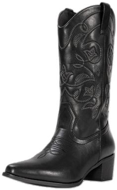 Cowboy Boots For Women, Boots Mid Calf, Boots Cowgirl, Western Boots Women, Wooden Heel, Black Boots Women, Calf Boots, Boots For Women, Mid Calf Boots