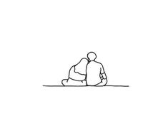 two people sitting on the ground with their backs to each other