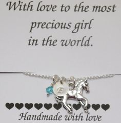 Girls Horse Necklace, Horse Necklace, Horse Charm Necklace, Little Girl Necklace, Child Initial Necklace, Gift for Niece Granddaughter Meaningful Jewelry For Birthday Gifts, Adjustable Meaningful Jewelry For Gifts, Personalized Silver Charm Bracelet With Birthstone, Meaningful Birthstone Jewelry For Birthday Gift, Personalized Adjustable Meaningful Jewelry, Meaningful Personalized Adjustable Jewelry, Customizable Dainty Charm Bracelet For Gifts, Dainty Customizable Charm Bracelet For Gifts, Dainty Customizable Charm Bracelet As Gift