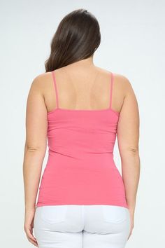 Tank Top -seamless with spaghetti straps features, super soft stretchy material, is great for layering or wearing alone on a hot day. It stretches very well and it's Nylon so it is fade resistant this cami is a must have.Scoop-neckNylon/SpandexSuper SoftStretchyMachine WashImportedOne Size Style: Casual Print / Pattern: Solid Silhouette: Tank Top Fit: Body-Hugging Neck Line: Round Neck Sleeve: Sleeveless Length: Longline Hem Closure: Pull-over Lining: No Made In: ImportedFabric Contents: 92% Nyl Cotton Stretch Camisole With Spaghetti Straps, Basic Bra-friendly Camisole For Spring, Seamless Spaghetti Strap Tops, Seamless Tank Top For Spring, Pink Scoop Neck Camisole With Adjustable Straps, Seamless Stretch Spaghetti Strap Top, Spring Stretch Camisole With Spaghetti Straps, Pink Camisole With Adjustable Straps And Scoop Neck, Stretch Seamless Camisole