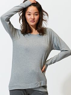 The Leanna Tunic is one of our most popular pieces for the season. This tulip-hem tunic is made from our feather fleece and is literally one of the softest & comfiest tops you will ever put on! Pair with some super comfy leggings or your favorite pair of jeans for a cozy look. Relaxed Fit Tops For Fall Lounging, Fall Crew Neck Tops For Loungewear, Winter Lounging Tops With Crew Neck, Crew Neck Winter Lounging Tops, Winter Lounging Crew Neck Tops, Crew Neck Top For Winter Lounging, Crew Neck Tops For Lounging In Winter, Crew Neck Long Sleeve Top With Thumbholes For Loungewear, Cozy Stretch Tops For Layering