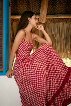 Red Checkmate Dress | Over The Moon Dress Stand, Ikat Pattern, Style Mistakes, Over The Moon, Traditional Indian, Fit Check, The Moon, Contemporary Design, Sustainability