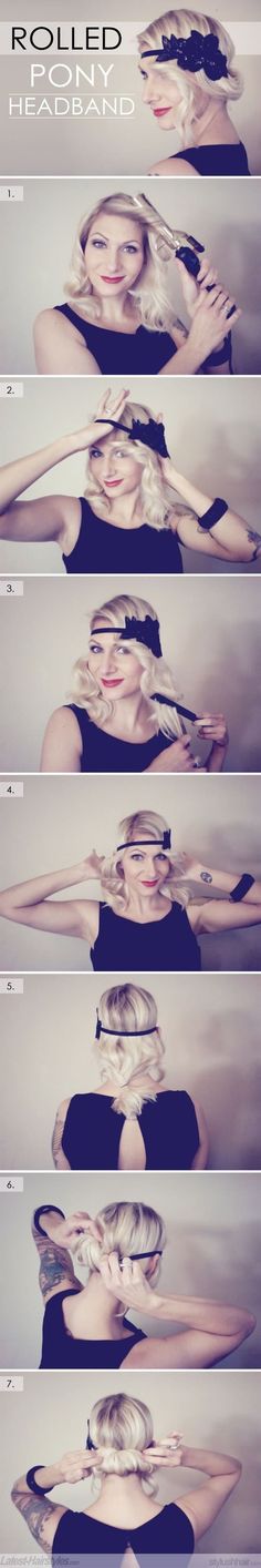 Love this...if I ever go to a 20's party Retro Hairstyles Tutorial, Vintage Updo, Design Jeans, Creative Shirts, Different Hair