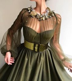 Mossy Princess TMD Gown – Teuta Matoshi Evening Dress Patterns, Princess Gown, Illusion Dress, Embroidery Dress, Mode Inspiration, Fancy Dresses, Prom Dresses Long, Dream Dress