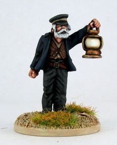 a figurine of a man holding a lantern