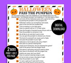 a printable halloween pass the pumpkin game