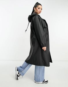 ASOS DESIGN Curve rubberized rain parka coat in black | ASOS Rain Parka, Parka Coat, Parka, Asos, Black, Design