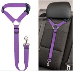 the seat belt is attached to the back of a car, and it has two hooks on