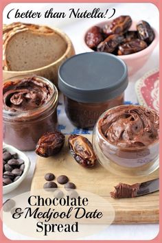 chocolate and meringue date spread in small jars