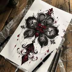 Black Clover Tattoo Design Kit Black Neotraditional Tattoo, Single Rose Tattoos, Rose Drawing Tattoo, Lion Tattoo Sleeves, Key Tattoos