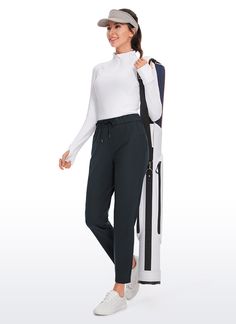 Stretch pants for cozy and comfort.The   The On The Travel collection is soft, durable premium and 4-way elastic. Versatile pants are used to wearing for lounging, traveling and daily wearing. Keep you comfy in a long day.   Feature & Fitting: 
 Designed for hiking or travel 
 Stretch fabric & Ankle design  fit 
 High waist, 27 inches 
 Two side pockets and inner mesh pockets 
 Fabric: 
 Soft and durable premium 
 4-Way stretch, breathable, cool to touch 
 69%Polyamide, 31%Elastane Versatile Pants, Travel Pants, Pants With Pockets, Travel Collection, Stretch Pants, Free Fabric, Wrinkle Free, Stretch Fabric, High Waist