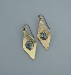 "Vintage Jewelry - Art Deco Inspired Earrings - Gray Earrings - Crystal Earrings - Gold Dangle Earrings - Chloe's Vintage Jewelry Such Art Deco inspired diamond shape antique gold plated earrings embellished with large sparkling gray crystals. Classic design.  These are one of a kind. Chloe says, \"Wear them and feel fabulous!\" They measure just over 2\" long from the top of the ear wire. Thanks for visiting Chloe's" Vintage Chloe, Gray Crystals, Vintage Inspired Earrings, Bridesmaid Earrings Gold, Emerald Green Earrings, Crystal Earrings Wedding, Gray Earrings, Gold Bridal Earrings, Vintage Jewelry Art