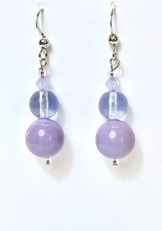 Frosted plum translucent Venetian Glass earrings with sterling french hooks. Coordinating necklace available  These beautiful, handmade earrings are suitable for all occasions and perfect gift for women.  Great for Christmas  Or gift to show love and friendship.  Arrives in gift box ready for giving. Purple Czech Glass Earrings For Gift, Purple Glass Beads For Jewelry Crafting, Purple Glass Jewelry For Jewelry Making, Nickel-free Purple Glass Jewelry, Lavender Dangle Earrings Hypoallergenic, Hypoallergenic Purple Round Bead Earrings, Lavender Hypoallergenic Dangle Earrings, Lavender Czech Glass Jewelry Gift, Adjustable Purple Jewelry With Lever Back Ear Wires