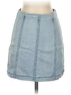 Free People Denim Skirt Size: 4 Bottoms - used. 53% COTTON, 23% VISCOSE, 22% POLYESTER, 2% ELASTANE, Solid | Free People Denim Skirt: Blue Solid Bottoms - Size 4 Medium Wash Stretch Mini Skirt, Fitted Medium Wash Mini Skirt, Fitted Medium Wash Short Skirt, Medium Wash Denim Mini Skirt With Lining, Medium Wash Lined Denim Mini Skirt, Summer Medium Wash Lined Mini Skirt, Blue Denim Skirt, Free People Denim, Blue Solid