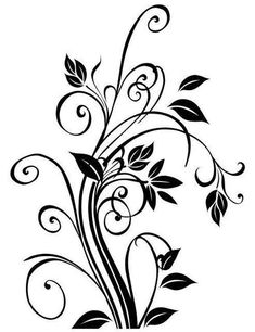 black and white floral design with swirls