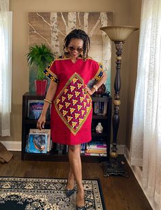 "This is a unique African midi dress in multi print Comfy dress made from Ankara fabric cut to flatter your curves Style is loosely cut for wiggle room, length can be increased a little per customer request. *Made to order item, we prefer to use your measurements, please select the size closest to yours, then include your bust and hip measurements at check out - *️⃣MEASUREMENT GUIDE: US \"2\" /UK \"6\" XXS Bust:31 Hips: 34 US \"4\"/ UK \"8\" XS - Bust:32 Hips: 36 US \"6\"/ UK \"10\" S - Bust:34 Loose Dresses For Women African Print, Ankara Print Dress, Dress African Print, Dress Ankara, Dresses African, Ankara Designs, African Print Dress Ankara, Dress Models, Best African Dresses