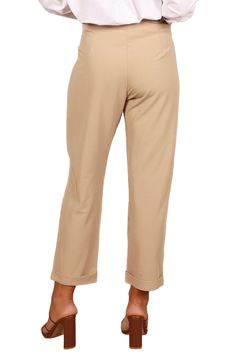 A stretchy, seasonless blend brings casual comfort to high-waisted pants equipped with practical pockets in a straight-leg silhouette. Zip fly with button closure Front slant pockets 80% polyester, 16% rayon, 4% spandex Hand wash, dry flat Imported Solid Color Cropped Leg Work Pants, Solid Color Cropped Pants For Workwear, Solid Cropped Workwear Pants, Solid Cropped Pants For Work, Solid Cropped Leg Work Pants, Workwear Cropped Leg Capris With Elastic Waistband, Workwear Capris With Elastic Waistband And Cropped Leg, Solid Color Cropped Leg Bottoms For Fall, Casual 4-way Stretch Dress Pants For Fall